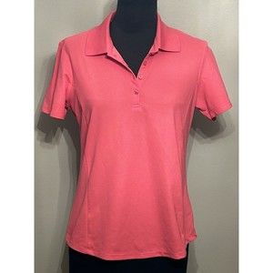 Greg Norman Women's Freedom Micro Pique Stretch Polo Pink Medium Play Dry SPF20